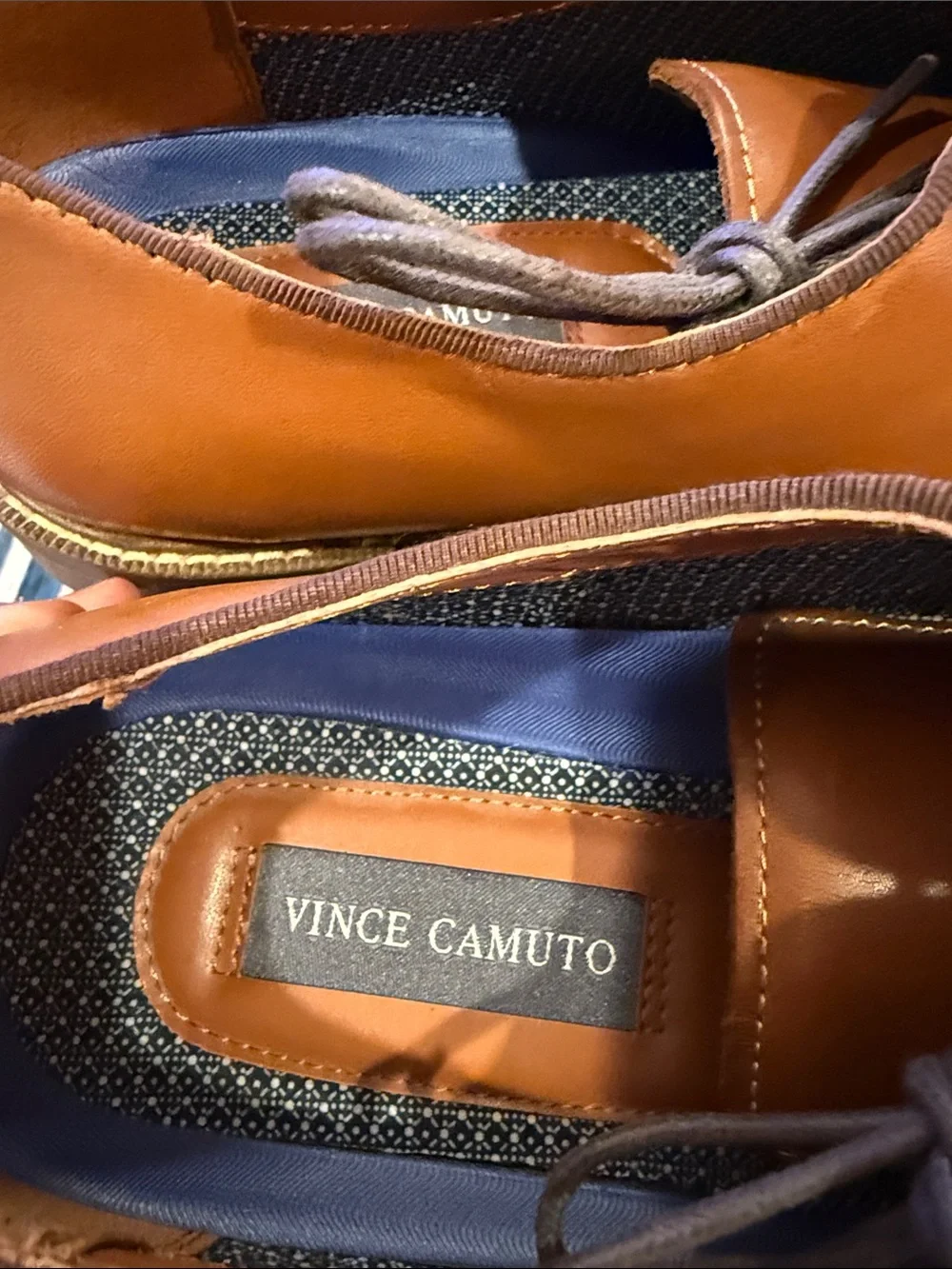 Vince Camuto Cognac Brown Leather Slip-On Loafers